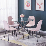 Velvet Dining Chairs Padded Seat Metal Legs Kitchen Home Office