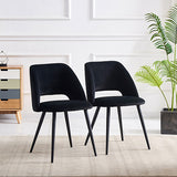 Dining Chairs Velvet Set Padded Seat Metal Leg Kitchen Chair Home Office