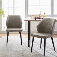 Dining Chairs Set Faux Leather PU Seat Soft Back Metal Legs Kitchen Chair