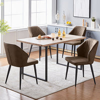 Dining Chairs Set Faux Leather PU Seat Soft Back Metal Legs Kitchen Chair