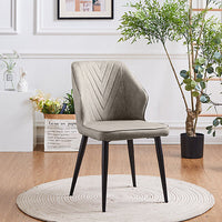 Dining Chairs Set Faux Leather PU Seat Soft Back Metal Legs Kitchen Chair