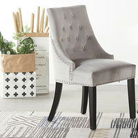 Elegant Tufted Velvet Dining Chair with Nailhead Accents - Luxury and Comfort