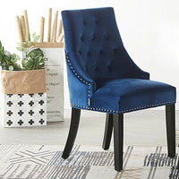 Elegant Tufted Velvet Dining Chair with Nailhead Accents - Luxury and Comfort