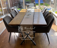 Herringbone Design Reclaimed Wood Industrial Style Dining Table