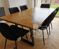 Herringbone Design Reclaimed Wood Industrial Style Dining Table