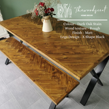 Herringbone Design Reclaimed Wood Industrial Style Dining Table