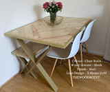 Herringbone Design Reclaimed Wood Industrial Style Dining Table