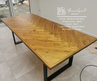 Herringbone Design Reclaimed Wood Industrial Style Dining Table