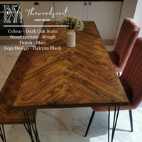 Herringbone Design Reclaimed Wood Industrial Style Dining Table