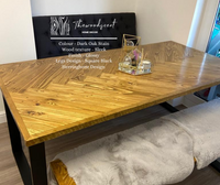 Herringbone Design Reclaimed Wood Industrial Style Dining Table