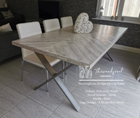 Herringbone Design Reclaimed Wood Industrial Style Dining Table