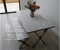 Herringbone Design Reclaimed Wood Industrial Style Dining Table