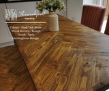 Herringbone Design Reclaimed Wood Industrial Style Dining Table