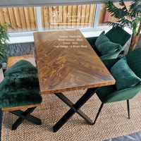 Herringbone Design Reclaimed Wood Industrial Style Dining Table