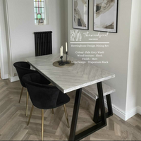 Herringbone Design Reclaimed Wood Industrial Style Dining Table