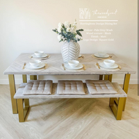 Herringbone Design Reclaimed Wood Industrial Style Dining Table