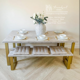 Herringbone Design Reclaimed Wood Industrial Style Dining Table