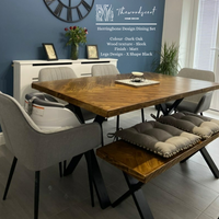 Herringbone Design Reclaimed Wood Industrial Style Dining Table