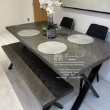 Herringbone Design Reclaimed Wood Industrial Style Dining Table