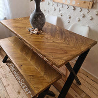 Chevron Design Reclaimed Wood Dining Table