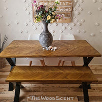 Chevron Design Reclaimed Wood Bench