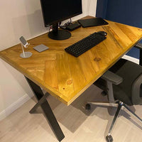 Herringbone Design Reclaimed Wood Industrial Style Desk