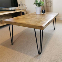 Herringbone Design Reclaimed Wood Coffee Table Industrial Style