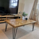 Herringbone Design Reclaimed Wood Coffee Table Industrial Style