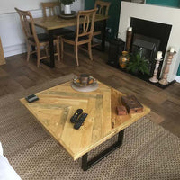 Herringbone Design Reclaimed Wood Coffee Table Industrial Style