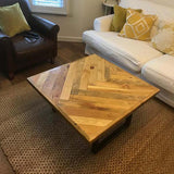 Herringbone Design Reclaimed Wood Coffee Table Industrial Style