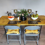 Herringbone Design Reclaimed Wood Industrial Style Dining Table